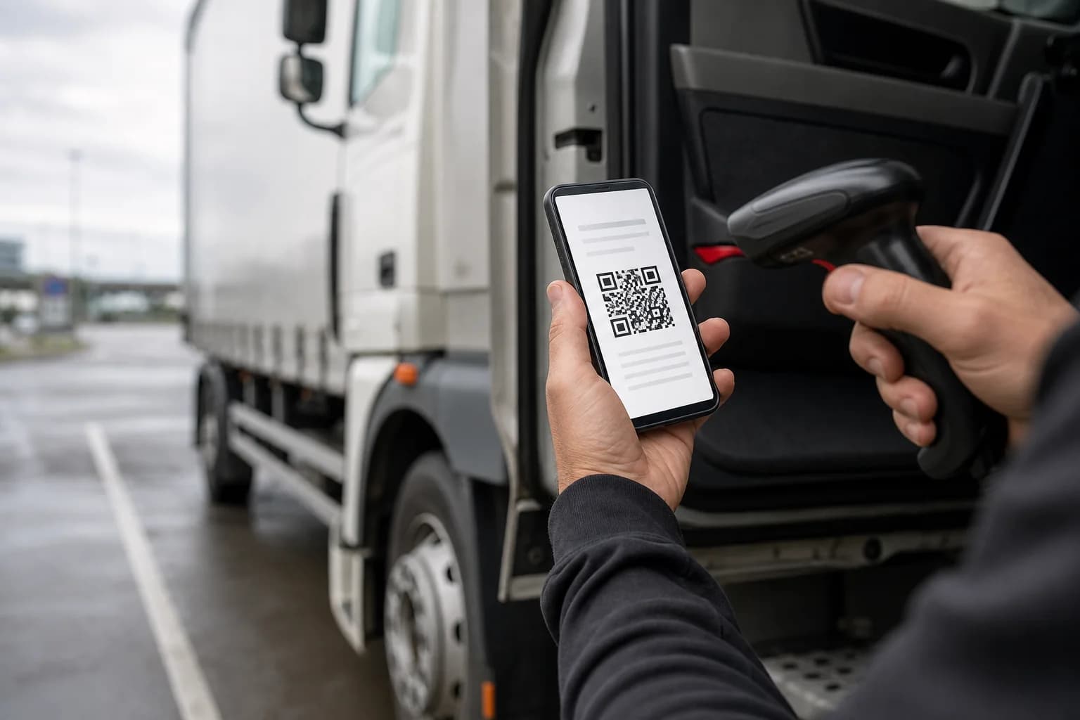 Escaneo del QR DeCA desde el móvil de un conductor